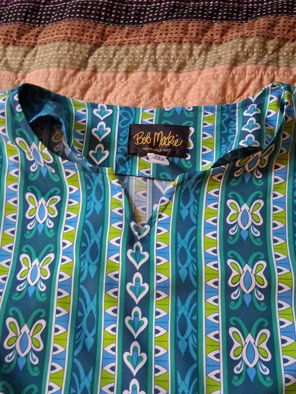 Bright Teal & Aqua Printed Tunic Top - Picture 4 of 6